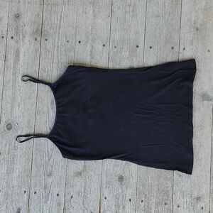 Zenana Basic Black Camisole with built in bra - Size Large Adjustable straps